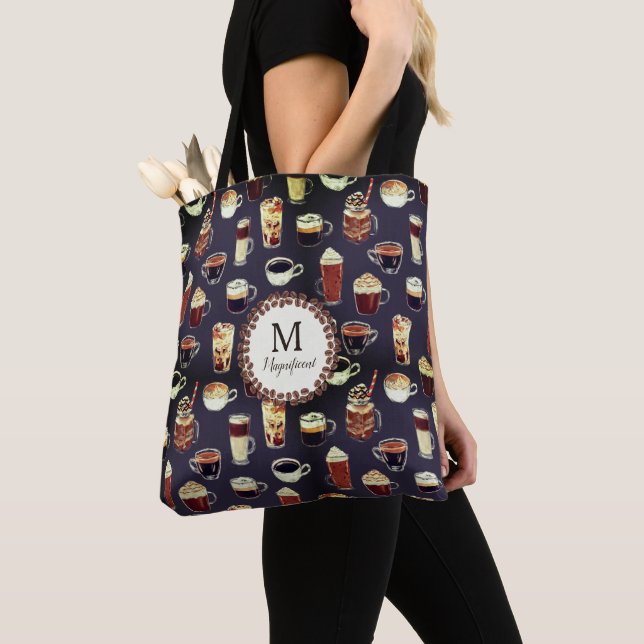 Tote Bag Nom du monogramme Venti Louveur de café (De près)