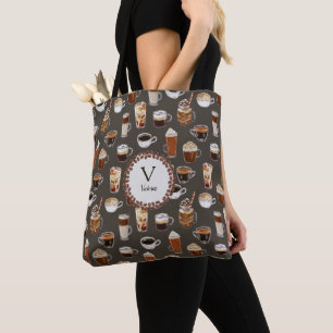 Tote Bag Nom du monogramme Venti Louveur de café Brown