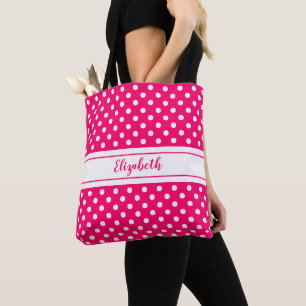 Tote Bag Nom du Motif Pointe rose blanc