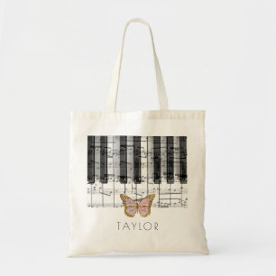 Tote Bag nom du papillon piano musique