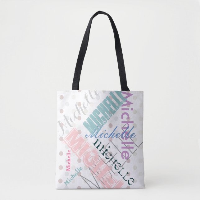 Tote Bag Nom du pastel Polka Dot (Devant)