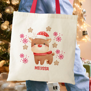 Tote Bag Nom du renne rouge mignon