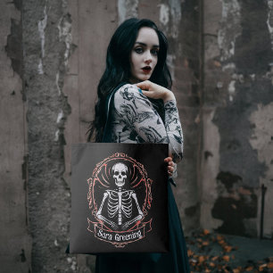Tote Bag Nom du squelette Horreur gothique Goth crâne noir