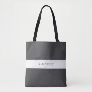 Tote Bag Nom élégant et monogramme Gris foncé et clair