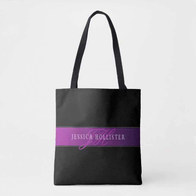 Tote Bag Nom élégant & initiale/s monogrammée/s (Devant)