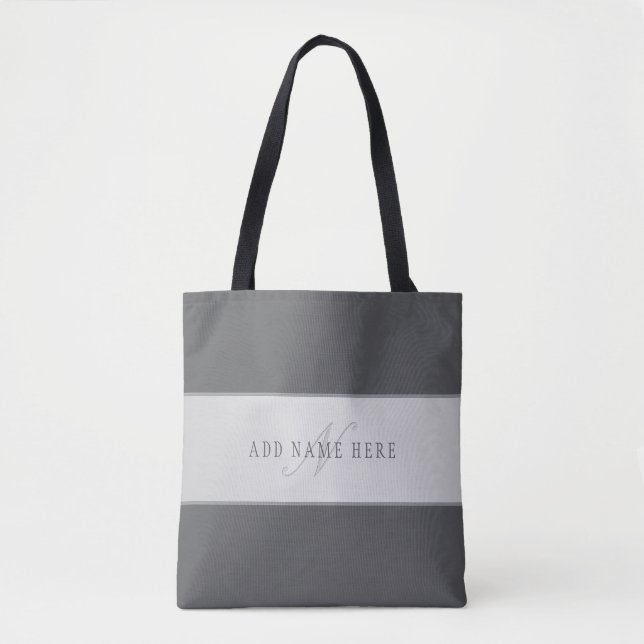 Tote Bag Nom élégant & Monogramme Lettrage (ou autre texte) (Devant)