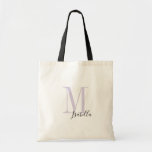 Tote Bag Nom et monogramme simple et personnalisé<br><div class="desc">Elégant Moderne Personnalisé monogramme et sacs fourre-tout de nom en lavande violet et noir,  simple et élégant. grands cadeaux de mariée personnalisés à la fête de mariage,  la douche nuptiale ou la fête de bachelorette. Customisez le monogramme ou le nom avec votre choix de couleur et de police.</div>