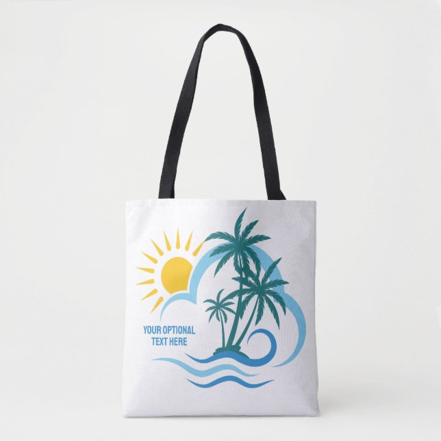Tote Bag Nom et texte personnalisés Îles tropicales (Devant)