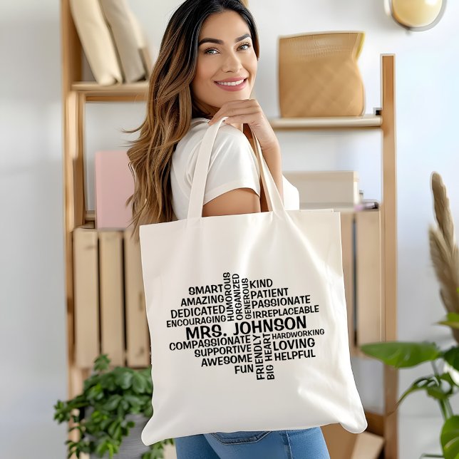 Tote Bag Nom et traits du nuage de mots de l'enseignant (Créateur téléchargé)