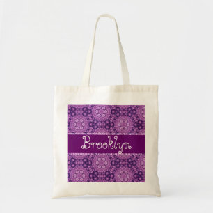 Tote Bag Nom fait sur commande B543 de rétros fleurs