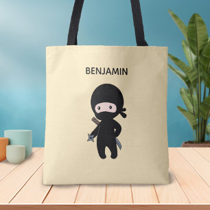 Tote Bag Nom fait sur commande minuscule de Ninja sur le