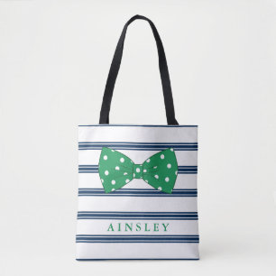 Tote Bag Nom fait sur commande vert des rayures d'arc et