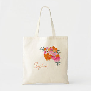 Tote Bag Nom Faveur de Mariage Rose Orange Enterrement de V