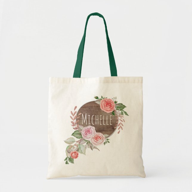 Tote Bag Nom floral rustique d'aquarelle (Devant)