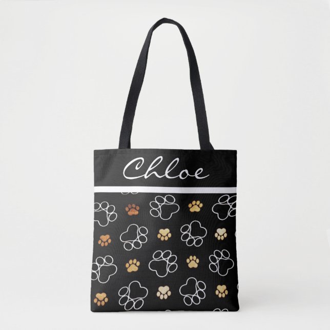 Tote Bag Nom Fourre-tout de personnaliser de noir de chat (Devant)