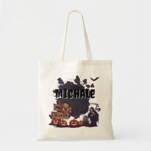 Tote Bag Nom Halloween personnalisé Grim Reaper et Citrouil