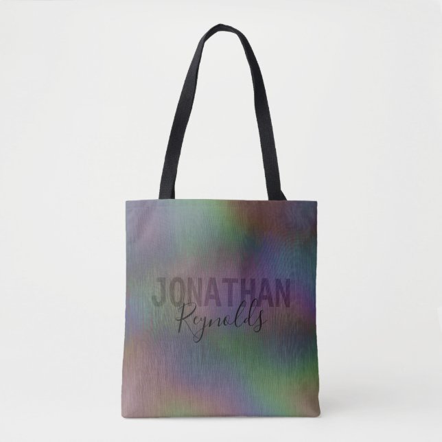Tote Bag Nom Holographique moderne en métal Monogramme - Sa (Devant)