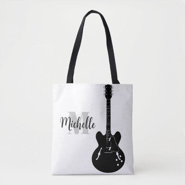 Tote Bag nom, initiale et noire de la clef (Devant)