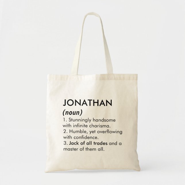 Tote Bag Nom Jonathan, Nom modifiable, Nom personnalisé (Devant)