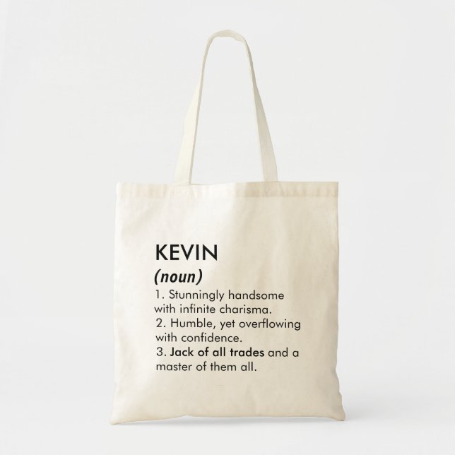 Tote Bag Nom Kevin, Nom modifiable, Nom personnalisé (Devant)