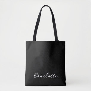 Tote Bag Nom minimaliste élégant noir
