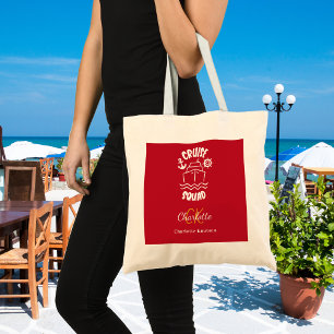 Tote Bag Nom monogramme blanc rouge de l'équipe de croisièr