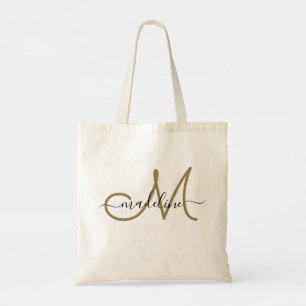 Tote Bag Nom monogrammé élégant, script moderne, tendance