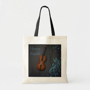 Tote Bag Nom ou message personnalisé sur Black & Turquoise