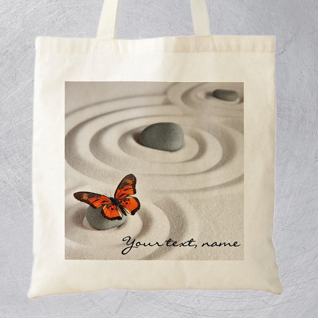 Tote Bag Nom ou texte, Zen Garden Monarch Butterfly (Créateur téléchargé)