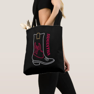 Tote Bag Nom personnalisable de démarrage Neon Cowboy