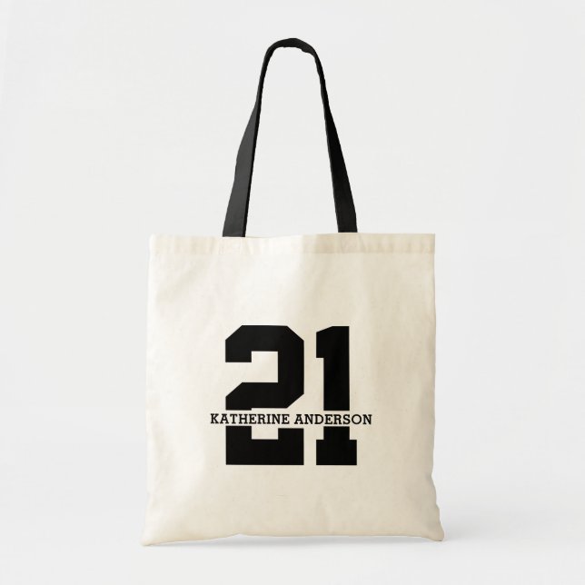 Tote Bag Nom personnalisé 21e anniversaire Moderne (Devant)