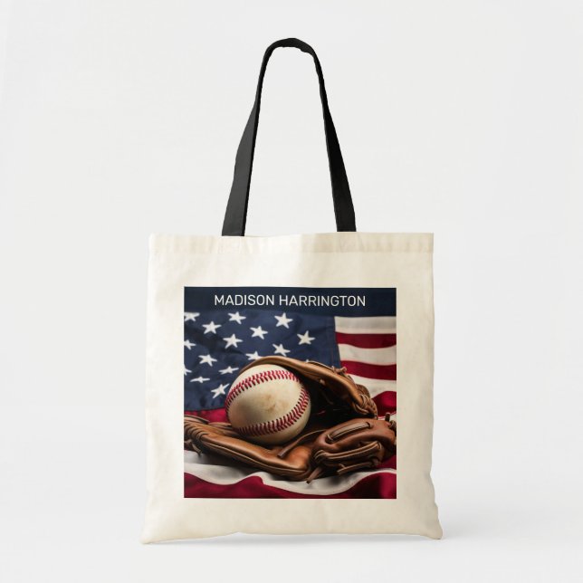 Tote Bag Nom personnalisé American Baseball (Devant)