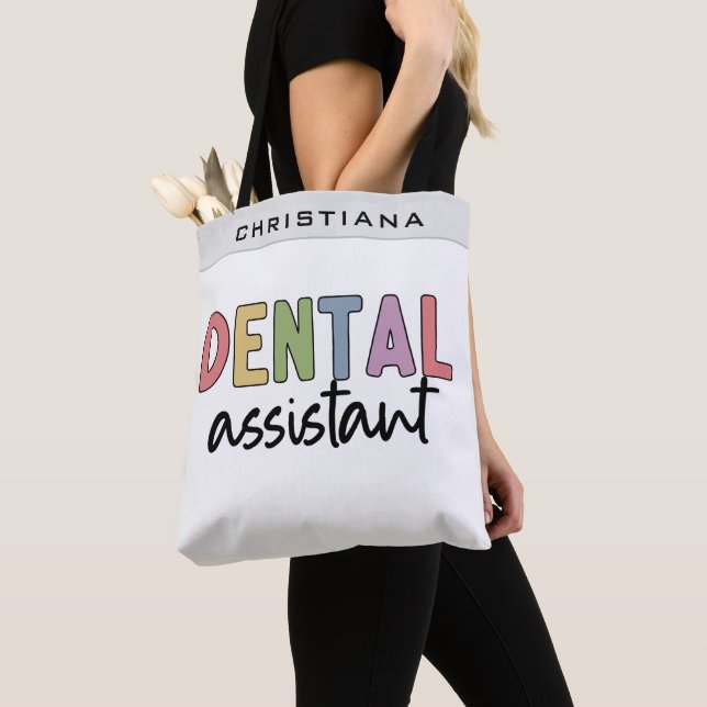 Tote Bag Nom personnalisé Assistant dentaire (De près)