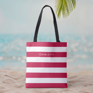 Tote Bag Nom personnalisé avec couleur modifiable et rayure
