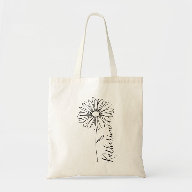Tote Bag Nom personnalisé Avril marguerite Fleur de Naissan (Devant)