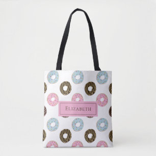 Tote Bag Nom personnalisé Bains Pastel Sweet Tooth Texte