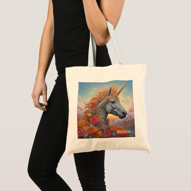 Tote Bag Nom personnalisé belle licorne (Devant (produit))