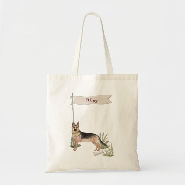 Tote Bag Nom personnalisé berger allemand chien animal de c (Devant)
