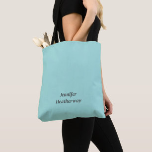 Tote Bag Nom personnalisé bleu aqua minimaliste
