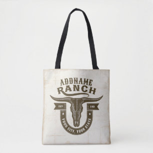 Tote Bag NOM personnalisé Bull Steer Skull Western Ranch