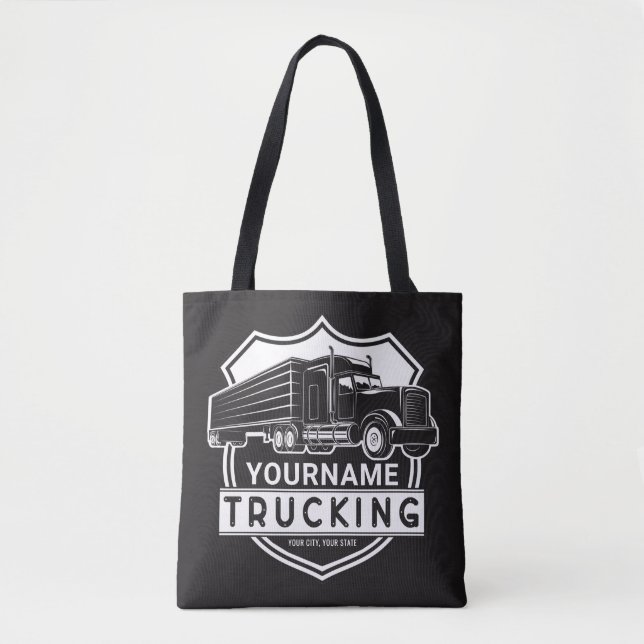 Tote Bag NOM personnalisé Camions Big Rig Semi Trucker (Devant)