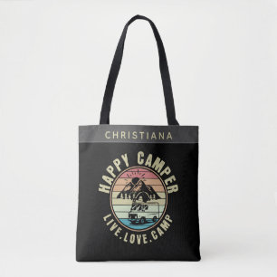 Tote Bag Nom Personnalisé Camping - Live. Amour. Camp