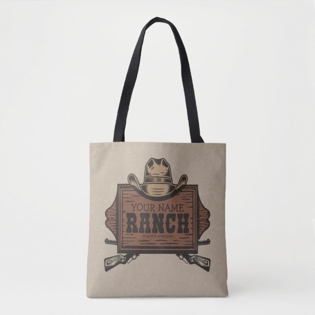 Tote Bag NOM PERSONNALISÉ Canons Cowboy Connexion Western R (Devant)