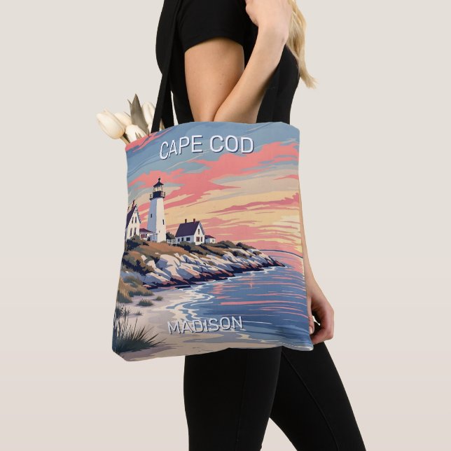 Tote Bag Nom personnalisé Cape Cod Massachusetts (De près)