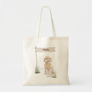 Tote Bag Nom personnalisé Champagne Cockapoo Chien animal d