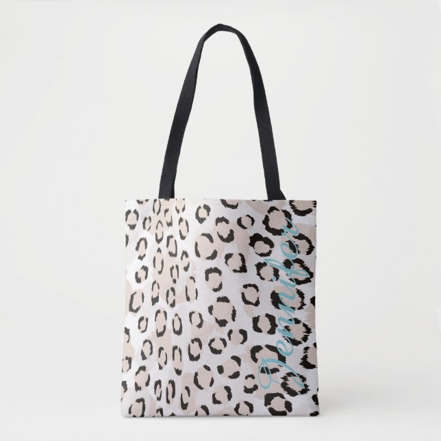 Tote Bag Nom personnalisé Cheetah Imprimer Motif animal (Devant)