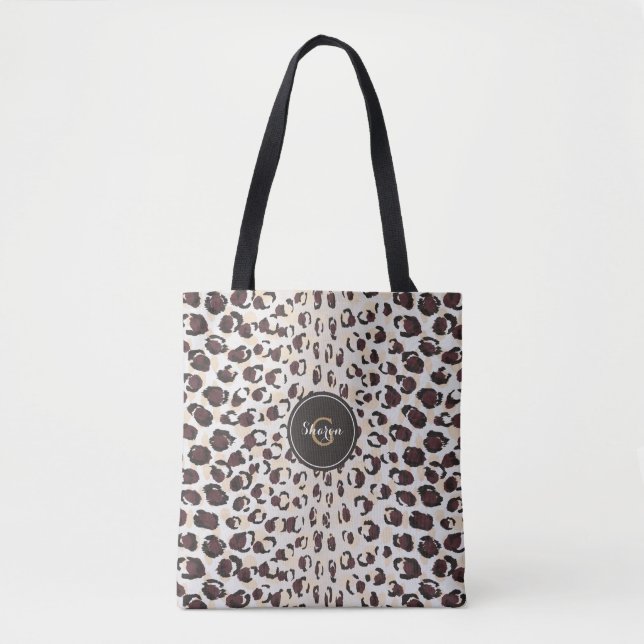 Tote Bag Nom personnalisé Cheetah Imprimer Motif animal (Devant)