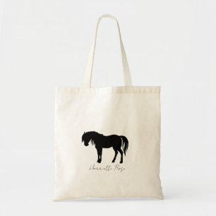 Tote Bag Nom personnalisé Cheval noir et blanc