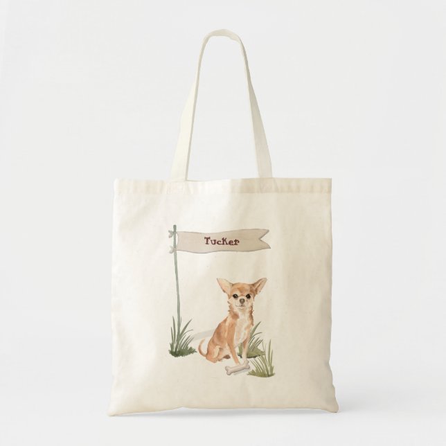 Tote Bag Nom personnalisé Chihuahua Chien animal de compagn (Devant)