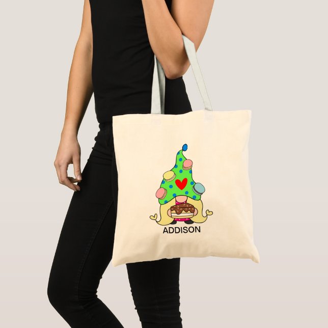Tote Bag Nom personnalisé Cute Gnome Cookies Casquette Cake (Devant (produit))